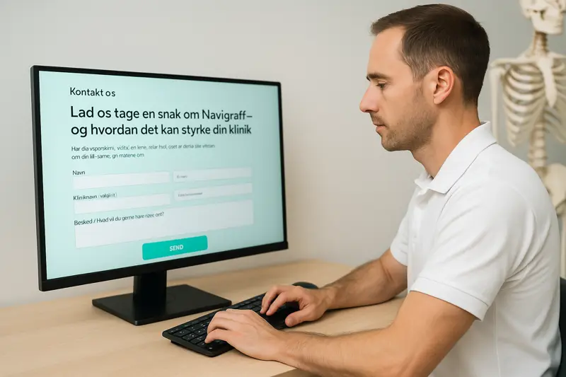 Mand surfer på internettet på Navigraffs kontaktside